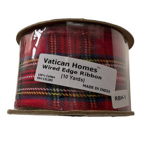 Wired Edge Ribbon Red Plaid 10 Yd 3 In Wide New Vatican Homes